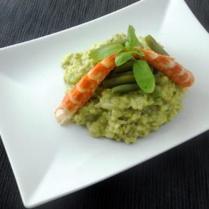 Risotto al pesto con gamberi