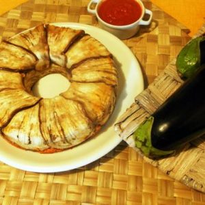 Timballo di riso con melanzane